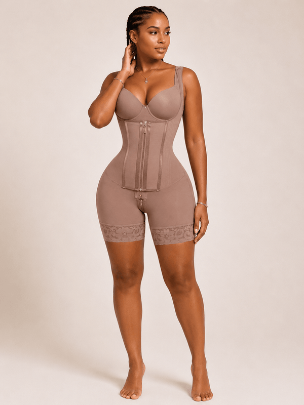 Women's High Compression Colombia Shapewear, Waist Trainer, Bust Opening Mocha - Sculpt Studio