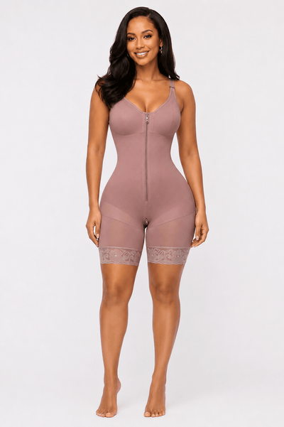 Women's High Compression Jumpsuit, Full Body Shapewear Dusty Mauve - Sculpt Studio