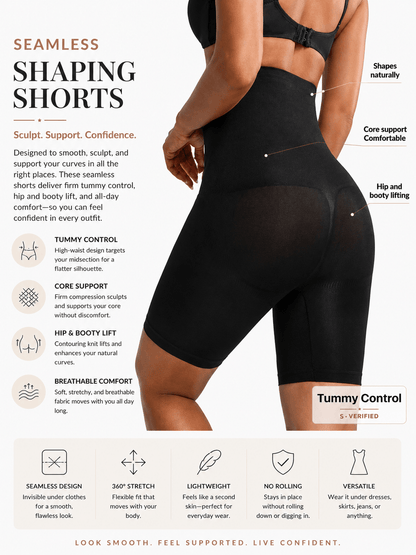 Women's Seamless High Waist Shaping Shorts Black - Sculpt Studio