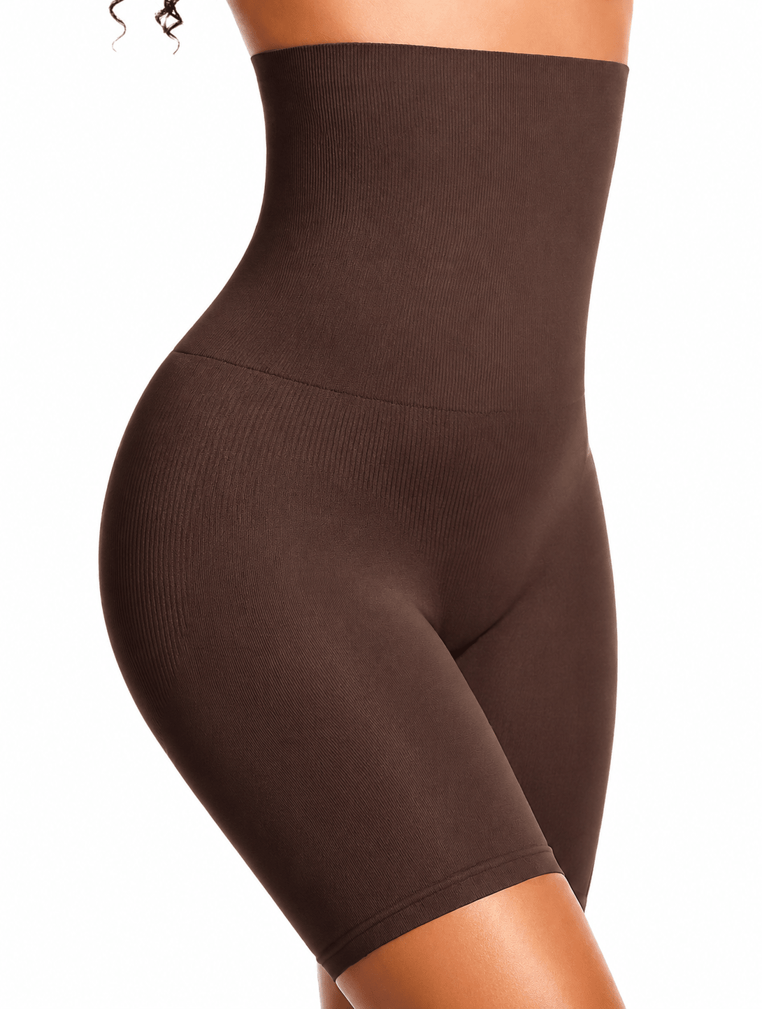Women's Seamless High Waist Shaping Shorts Chocolate Brown - Sculpt Studio