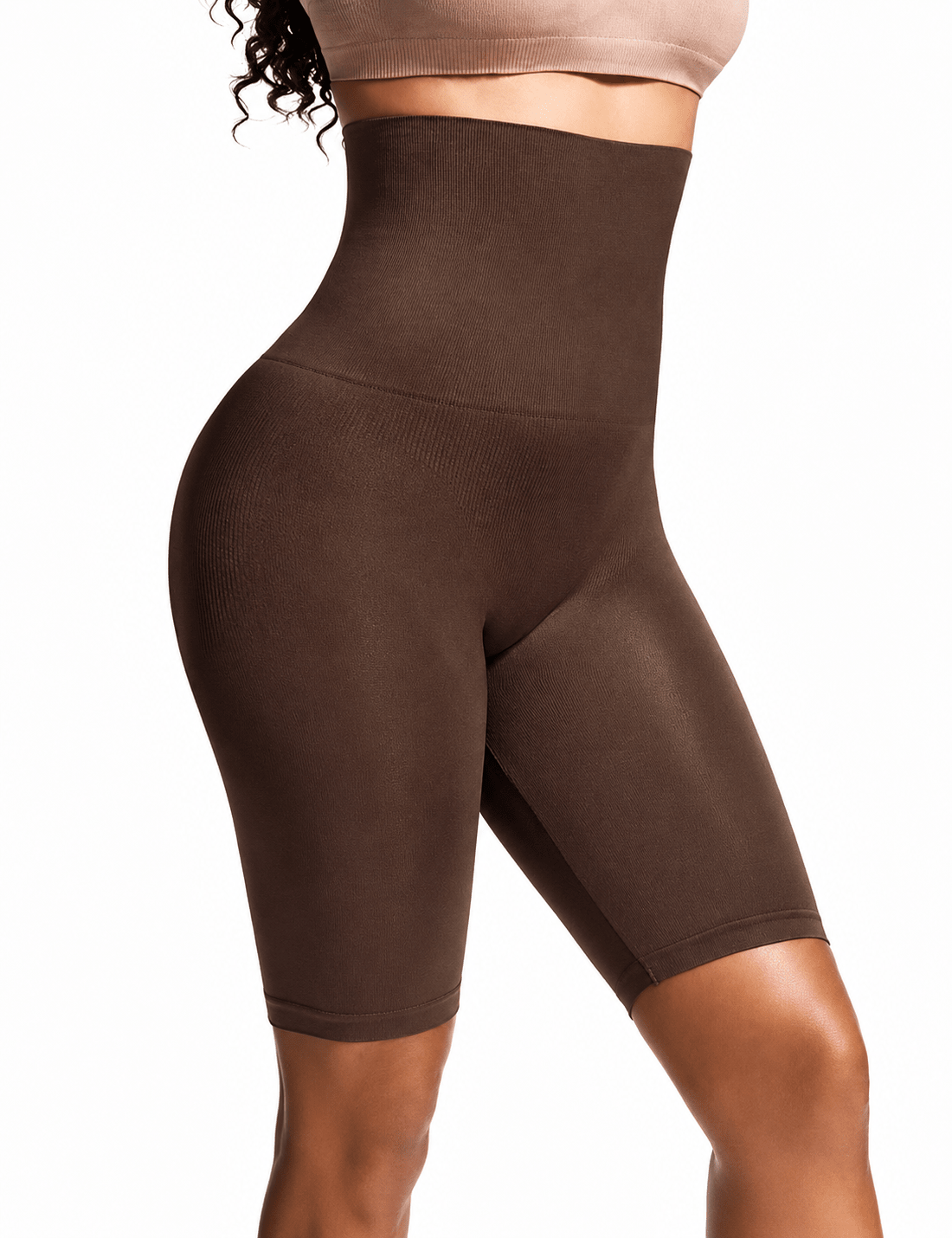 Women's Seamless High Waist Shaping Shorts Chocolate Brown - Sculpt Studio