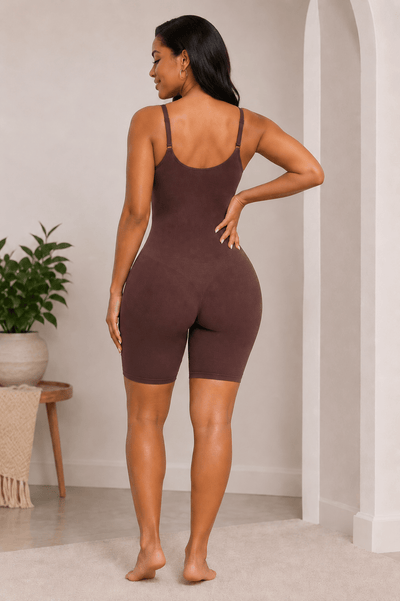 Women's Tight Fitting Bodysuit Full Length Shapewear Brown - Sculpt Studio