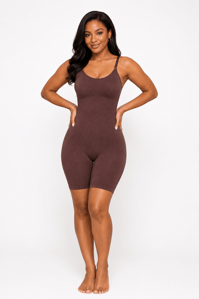 Women's Tight Fitting Bodysuit Full Length Shapewear Brown - Sculpt Studio