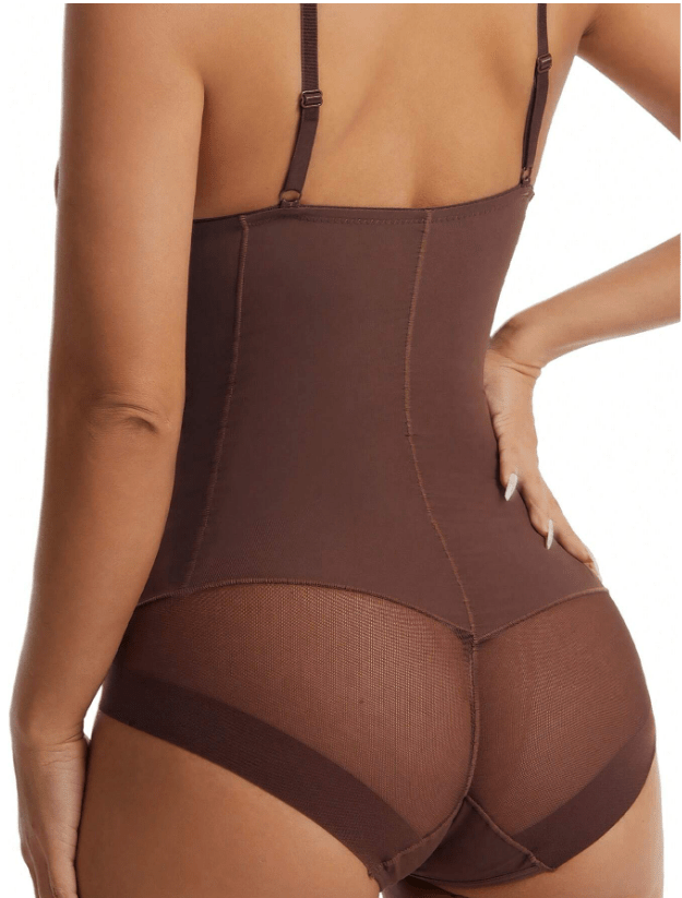 Women's Tight Fitting Bustier Shapewear With Bra Cups Brown - Sculpt Studio