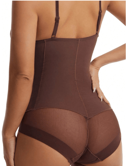 Women's Tight Fitting Bustier Shapewear With Bra Cups Brown - Sculpt Studio
